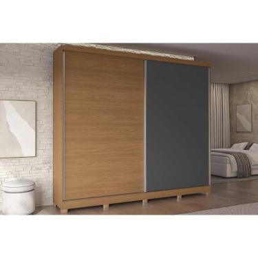 Imagem de Guarda Roupa Casal 2 Portas De Correr E 4 Gavetas C- Pés Cb03t583 Canela-grafite - Kappesberg