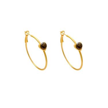 Imagem de Kokoma Brincos de argola grandes para mulheres, simulação de olho de tigre, estrela, coração, coração, círculo, argola de apertar, bijuteria moderna, Big, Ferro Resina, Sem pedra preciosa