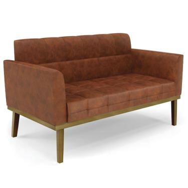Imagem de Sofá Namoradeira Base Madeira Castanho Ana Sintético Pu Nozes - Ibiza