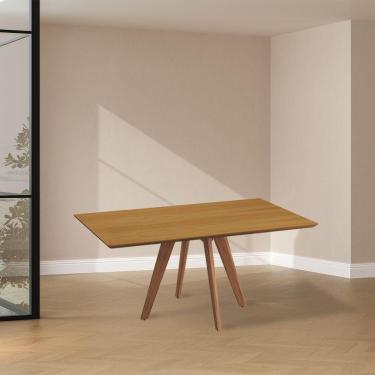 Imagem de Mesa De Jantar Maisa Tampo Laminado Cinamomo E Pés Em Madeira Maciça Natural 1,36m
