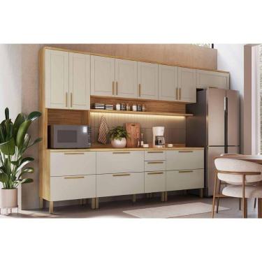 Imagem de Cozinha Completa Riesling 6 Peças (3aéreos+2balcões+1paneleiro) C6p110 Amendoa-off White - Ronipa