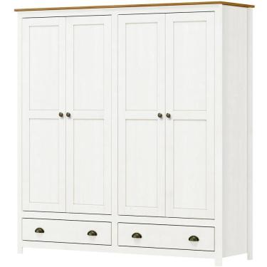 Imagem de Guarda Roupa 4p 2g Madeira Maciça 176 Cm 9105 Branco Freijo Milani Store