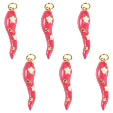 Imagem de Spritewelry 6 pingentes de mini pimentas vermelhas de pimenta, mini pingentes de pimenta quente, pingentes de cornicello de chifre italiano esmaltado para pulseira, brinco, colar, chaveiro, artesanato