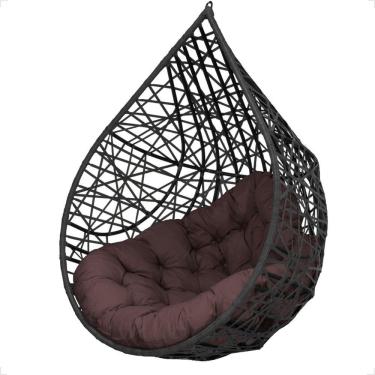 Imagem de Balanço Suspenso Ninho Gota Com Mola E Mosquetão Para Varanda - Preto A4