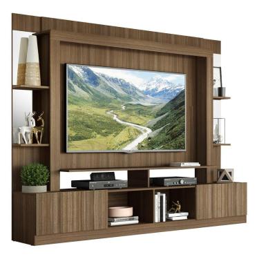 Imagem de Estante Com Suporte Tv 65" Prateleiras C/ Espelho Oslo Multimóveis V3385 Madeirada Madeirado