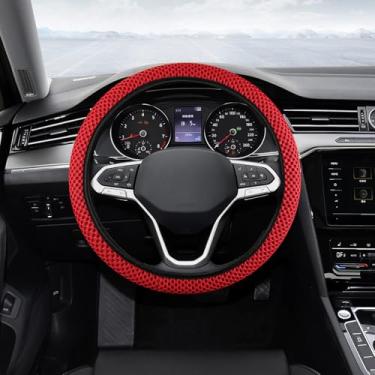 Imagem de Lyxheth Capa de volante elástica elástica, protetor de volante de carro, capa universal de volante automotivo de 38 cm, acessórios de volante de seda gelo respirável de microfibra para a maioria dos