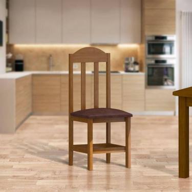 Imagem de Kit Com 2 Cadeiras De Jantar Madeira Maciça Safira Com Estofado Corano Marrom C/estofado Corano Marrom