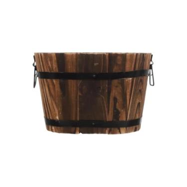 Imagem de Gralara Plantador de cano de flor de flor de madeira com orifício de drenagem Recipiente de planta versátil decorativa, Size L