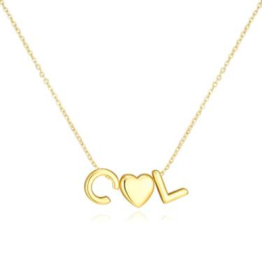 Imagem de adoyi Colares com inicial para mulheres, banhado a ouro 14 quilates, com letras de bolhas, colar delicado coração A-Z, colar com pingente de inicial, presentes de aniversário para mulheres, joias, 14
