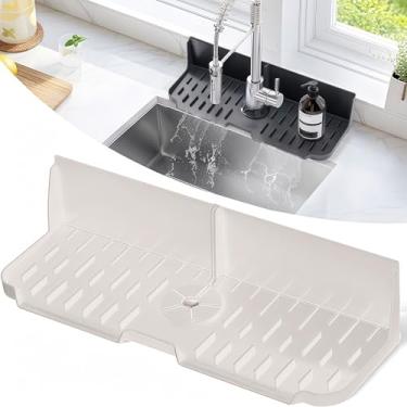 Imagem de Tapete de torneira dobrável para proteção contra respingos de pia de cozinha [inclinação de 5° rápida autodrenagem] [ajuste de bloqueio de encaixe] Tapete de torneira de pia de cozinha protetor de