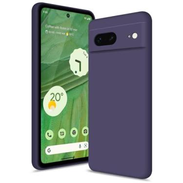 Imagem de Btstring Capa para Google Pixel 7, capa de silicone macio com proteção de câmera atualizada, capa fina à prova de choque com forro de microfibra antiarranhões, roxo profundo