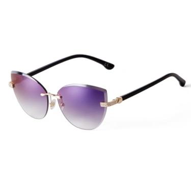 Imagem de HCHES Óculos de Sol Vintage Sem Aro Femininos com Lentes Degradê e Tamanho Grande Masculino (6)