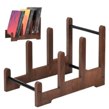 Imagem de Rack de discos - prateleira de armazenamento de álbum de madeira - Prateleira de coleção de álbuns de 3 camadas, organizador de exibição de livros de fotos para livraria de arquivos