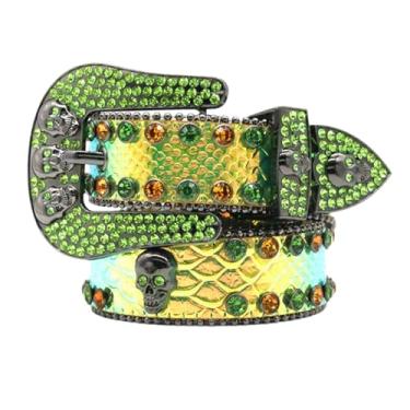 Imagem de HUANGGG Cinto de poliuretano com fivela de pino crânio rebite cinto feminino meninas jeans vestidos saia casaco decoração cintura