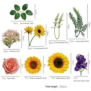 Imagem de Generic Simulação de Guirlanda de Flores, Boho, Girassol e Rosa, Guirlanda Floral, Pano de Seda à Prova D'água, 190cm, Decoração Elegante para Casa, Festa de Casamento