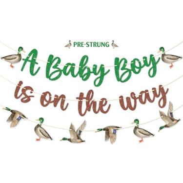 Imagem de FOZEE Mallard Duck Baby Shower Decorations - A Baby Boy is on the Way Banner - Boy Hunting Duck Party Decorations - Hunting Baby Shower Decor