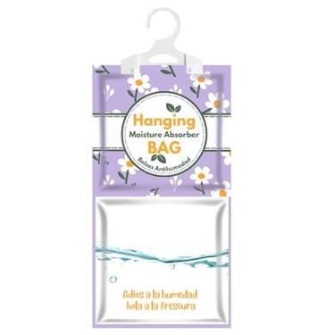 Imagem de Absorvente de umidade suspenso de alta pureza, pacote com 20 com carvão ativado, elimina odores de mofo durante verões úmidos, ideal para gavetas e guarda-roupas, 15% maior absorção de umidade. (roxo