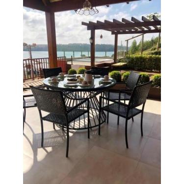 Imagem de Jogo 6 Cadeiras Fibra Mesa Aluminio Para Piscina Jardim Sala - Sarah M