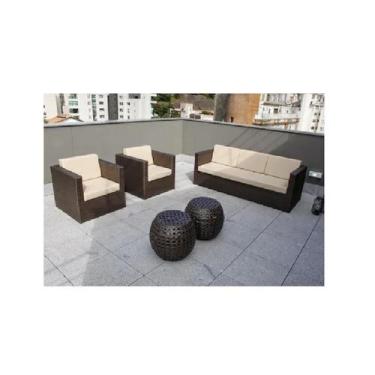 Imagem de Jogo De Sofá Fibra Com Puff 2 Poltronas Para Área Externa - Sarah Móve