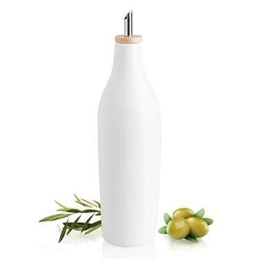 Imagem de Sweejar Frasco dispensador de azeite de oliva de cerâmica fosca com bico, dispensador de óleo de 500 ml para balcão de cozinha, galheteiro de óleo opaco para EVOO, vinagre, recipiente de óleo de