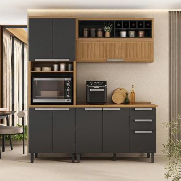 Imagem de Cozinha Compacta Em MDF New Porto Grafite 190cm Com Espaço Para Forno Itatiaia