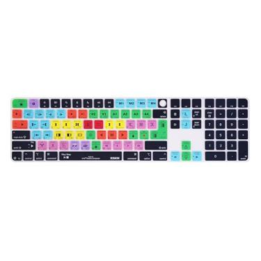 Imagem de XSKN Avid Media Composer Shortcuts versão universal UE e EUA capa de teclado de silicone para iMac 2024 24 polegadas M4 Magic Keyboard com Touch ID e teclado numérico A3119