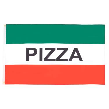 Imagem de AZ FLAG - Bandeira de pizza italiana - 3 x 5 pés - Faixa de pizzaria de poliéster 100D com dois ilhós de metal - Resistente ao desbotamento - Cores vivas - 150 x 90 cm