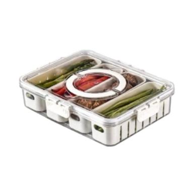 Imagem de Cesto Organizador com Tampa para Geladeira, Plástico Transparente, 30,5x23,5x6,5cm, 780g