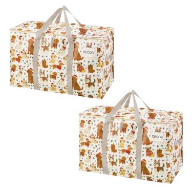 Imagem de VENO Pacote com 2 sacos de mudança e grandes caixas de armazenamento de Natal com tampas. Alternativa a caixas de mudança, suprimentos de embalagem para faculdade. Bolsas resistentes extra grandes