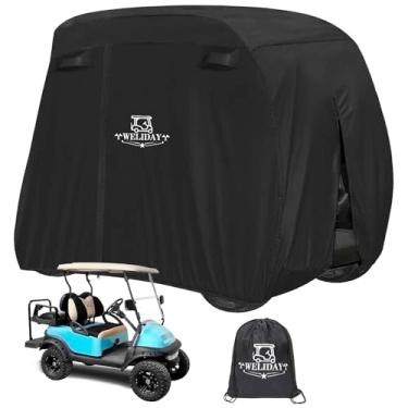 Imagem de WELIDAY Capa de carrinho de golfe compatível com Yamaha EZGO Club Car, 2/4/4+2 passageiros capa de carrinho de golfe com três portas com zíper, tecido de poliéster resistente à água para proteção em