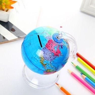 Imagem de Globo Cofre Terrestre Colorida Gira 360 Graus Idioma Inglês - oem