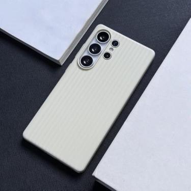 Imagem de Capa traseira fosca em policarbonato corrugado para Samsung Galaxy S23 S24 S25 Ultra S24 Plus, cor bege, para Samsung S24 Ultra.