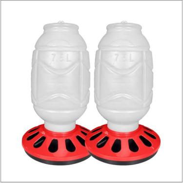 Imagem de Kit 2 Comedouro 5kg 12 Furos Galinheiro Galinhas Pintinho Aves - AVIPE