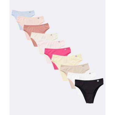 Imagem de Kit 10 Calcinhas Biquíni DelRio-24767, Branco, Rosa, GG