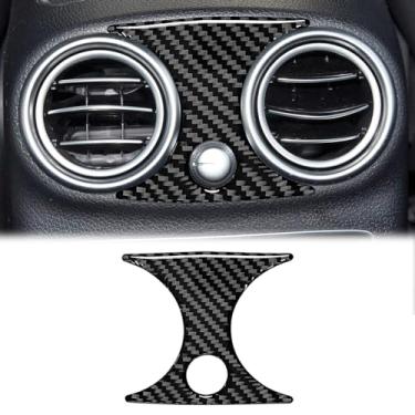 Imagem de SUNJIKA Compatível com painel de saída de ar condicionado traseiro de fibra de carbono acessórios interiores para Mercedes Benz C Class C180 C200 C300 GLC W205 2016-2022 (1 peça preta)
