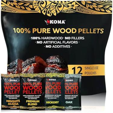 Imagem de Kona Wood Pellets Intended for The Ninja Woodfire Grill, 12 Single-Use Pouches (4 Flavors)