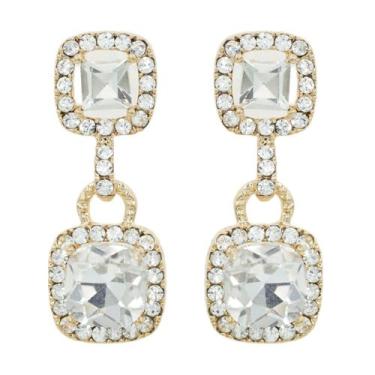 Imagem de Brinco Strass Quadrado BC3456 - Akasaki, Dourado, Cristal