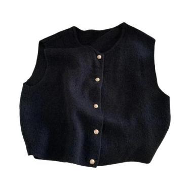 Imagem de Colete De Tricô Sem Mangas Feminino, Suéter Solto E Quente, Tops Casua