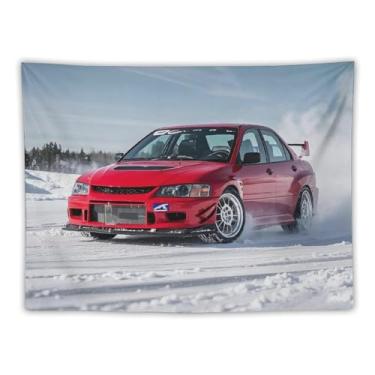 Imagem de HouLaiZhe JDM Tapeçaria de carro Jdm Lancer neve Drift esportes legal pendurar na parede quarto decoração de casa tapeçarias estética piquenique decoração de parede arte de parede para dormitório sala
