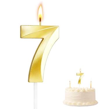 Imagem de Velas de aniversário com 7 números de diamante, ouro, velas numéricas, enfeites de bolo de aniversário, decorações de aniversário, casamento (7)