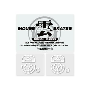 Imagem de TALONGAMES Patins de mouse para Logitech G PRO X Superlight 2C, ultraleve, alta durabilidade, desempenho duradouro, baixo ruído, borda curvada, alta velocidade (Série 「Tsubasa」, branco)