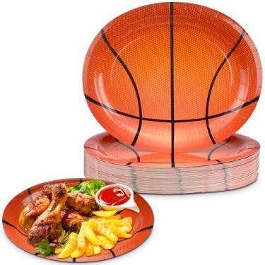 Imagem de Ziliny 50 peças, pratos ovais de papel com tema esportivo, 25,4 x 30,5 cm, descartáveis, artigos para festa de aniversário, utensílios de mesa com tema esportivo, pratos de bolo para decoração de