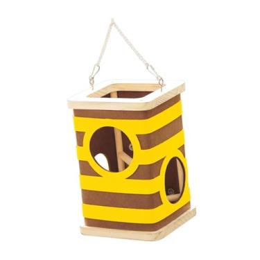 Imagem de Fenteer Casinha de pássaros suspensa, de pássaro, balanço, brinquedo, suporte de madeira, poleiro, abrigo para papagaios, esconderijo para periquitos,