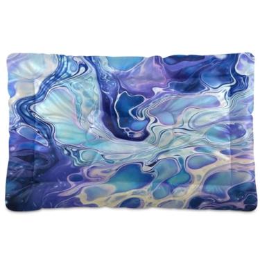 Imagem de Wassud Cama de cachorro pequena lavável de arte colorida abstrata, tapetes para cães pequenos, almofada portátil para animais de estimação, cama antiderrapante para cães e gatos, almofada confortável
