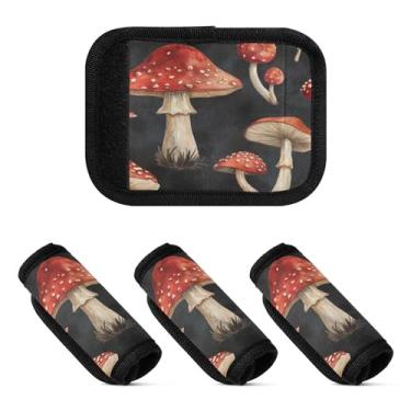 Imagem de Qilmy Cogumelos fofos envoltório alça de bagagem, 2 unidades, identificadores de bagagem, identificadores de bagagem, capa confortável para carrinho de bebê, mala de viagem, acessórios de viagem de