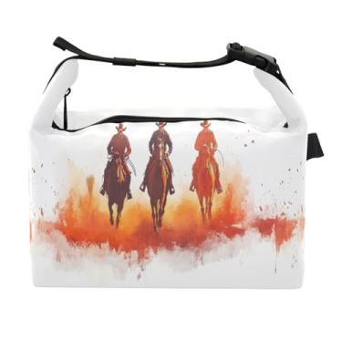 Imagem de STAYTOP Lancheira Desert Troops Cowboy sob o pôr do sol com fivela de alça, lancheira isolada para meninos e meninas, lancheira térmica para trabalho escolar