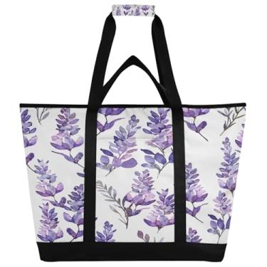 Imagem de STAYTOP Grande bolsa térmica térmica, linda lavanda dobrável para cozinha, reutilizável, lancheira, à prova de vazamento, sacola para compras, comida, viagem, praia, acampamento
