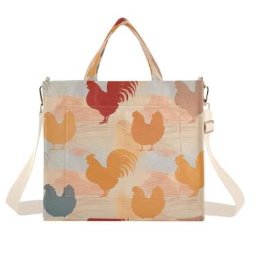 Imagem de Burbuja Sacola feminina Roosters, bolsa tiracolo de veludo cotelê, bolsa transversal para compras, trabalho, viagem, P, B284, Small
