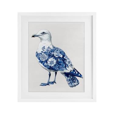 Imagem de Stupell Industries Impressão emoldurada Funky Toile Seagull White Under Glass, design por Lettered and Lined, 16 x 13