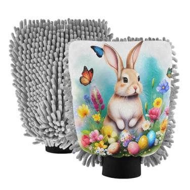 Imagem de STAYTOP Luvas de lavagem de carro de coelho fofas, 2 peças, luvas de microfibra de chenille, sem arranhões, panos de esponja de lavagem ultra absorventes para carros, limpeza doméstica - G